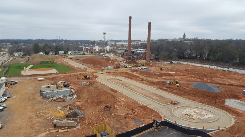 aerial view of the construction site at University Center